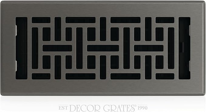 Decor Grates AJH410-GM Oriental Floor Register, 4x10 Inches, Gun Metal
