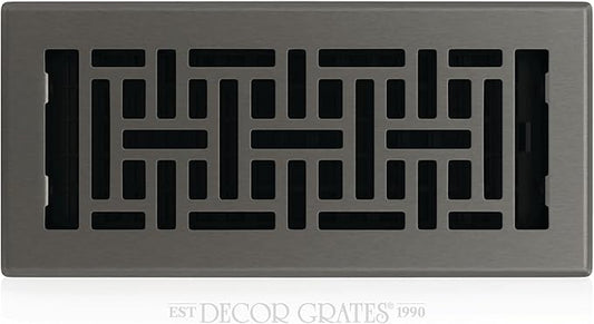 Decor Grates AJH410-GM Oriental Floor Register, 4x10 Inches, Gun Metal