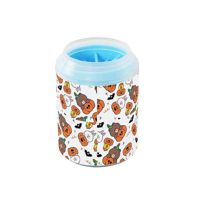 Dog Paw Cleaner Cups for Dogs Pets Foot Washer Paw Scrubber for Medium Small Cats Dogs Cleaning Cup Pumpkin and Animals White