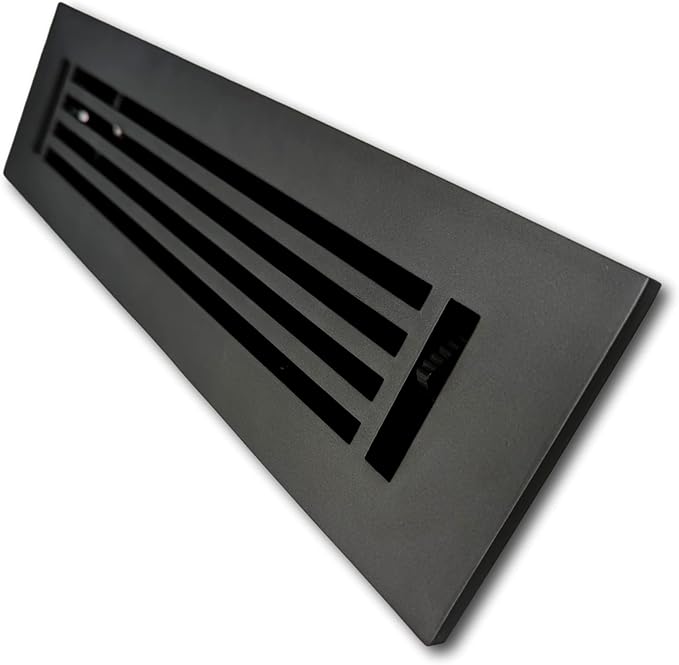 Madelyn Carter 2 x 12 Cast Aluminum Linear Vent Cover with Damper - Carbon Gray (Overall: 3.75 x 13.5) | Floor Register - Wall Register