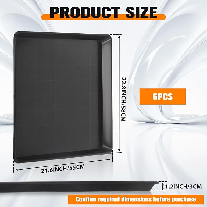 Large Drip Tray 22" x 21" (4 Pack), Heavy Duty Plastic Drip Pan for Mini Fridge, Portable AC, Washer & Dishwasher, Under Appliance Leak Pan, Oil Drip Pan For Under Car, Oil Drain Pan for Oil Change