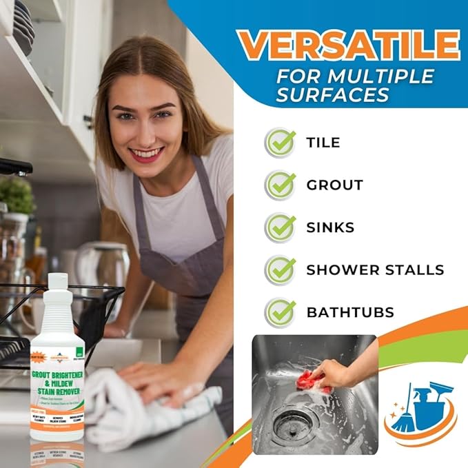 Mildew Stain Remover – Powerful Mold & Mildew Cleaner for Tile, Grout, Showers & Bathrooms – Removes Black Stains & Soap Scum – Fast Acting, Professional Strength Cleaner