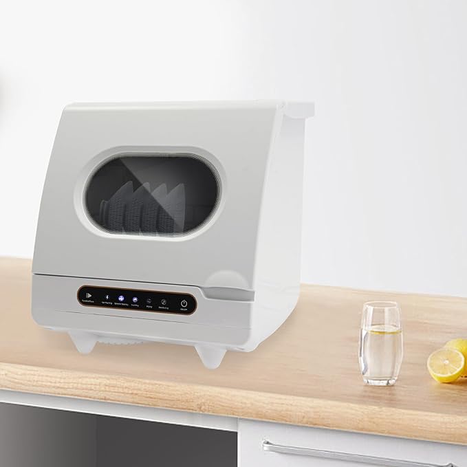 Countertop Dishwasher - Portable Compact with 5 Wash Programs, Tap or Manual Fill for Apartments/RVs/Dorms (White)