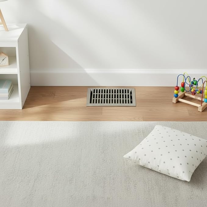 Empire Register Co, Vent Cover - 6x10 inch, Modern Contemporary Design, Brushed Nickel Finish, Heavy Duty Floor Vent Covers, Metal Damper Attached Vent Covers for Home Floor only