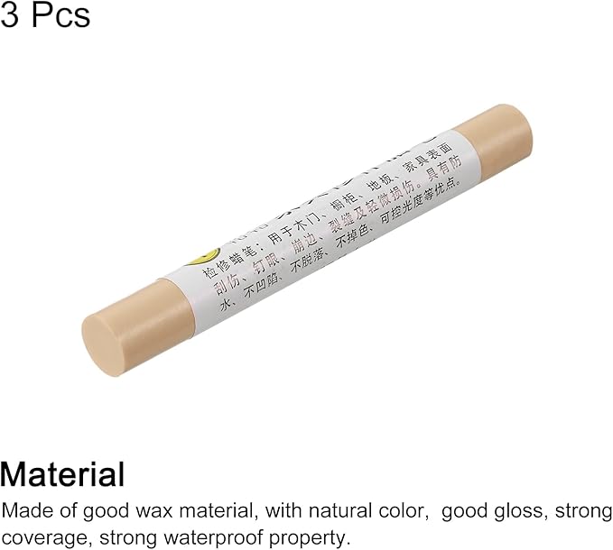 uxcell Furniture Repair Crayons, 3Pcs - Wood Wax Filler Stick, Furniture Markers Touch Up - for Scratches Holes Tables Desks Wooden Floors Cover Ups, White Maple