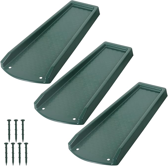 Rain Gutter Downspout Splash Block, Gutter Downspout Extensions for Water Drainage, 24" Gutter Splash Guards Downspout Extender, Fixable Down spout Drain Trays with PE Nails(3 Pack, Green)