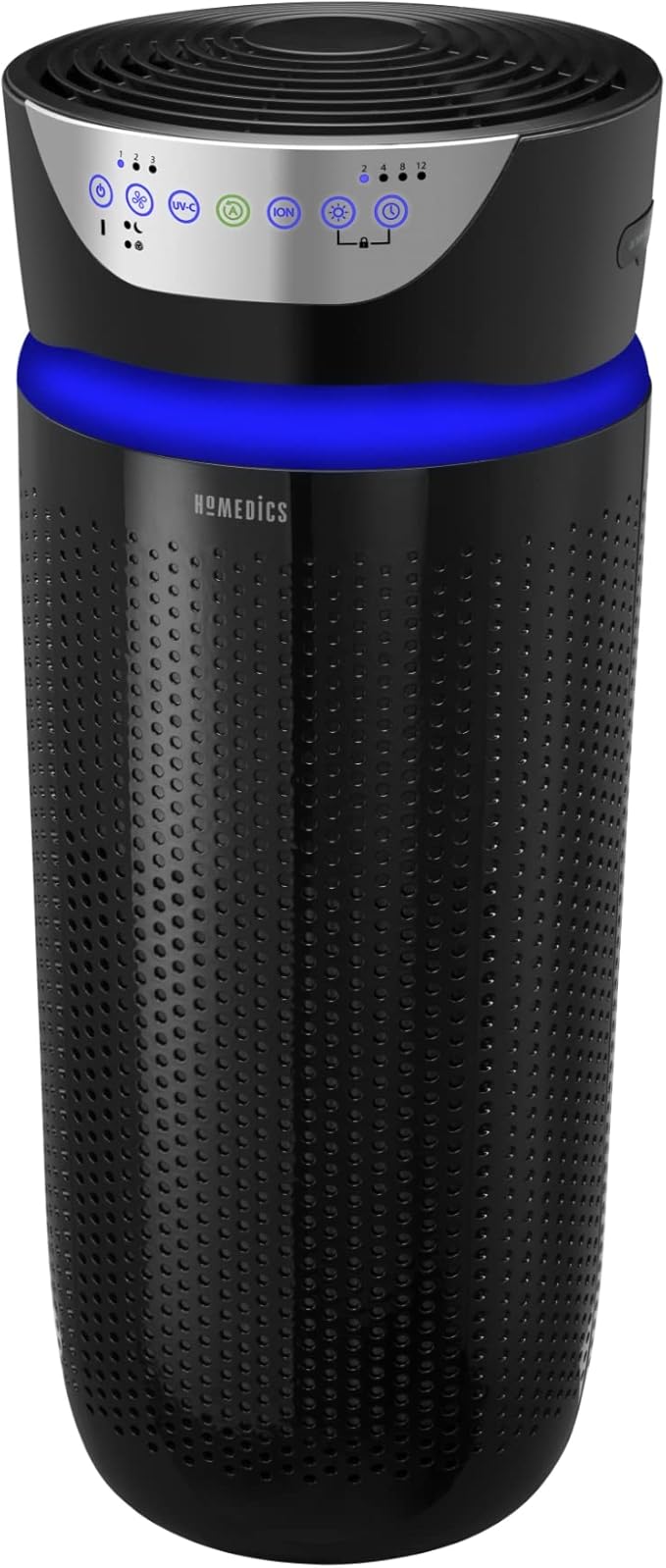 Homedics 5-in-1 UV-C Air Purifier - 360-Degree HEPA Filter for 1,593 Sq Ft, Extra Large Air Purifiers for Bedroom and Home, Essential Oil Pads, Built-In Timer, 5 Speed Settings for Large Rooms, Black