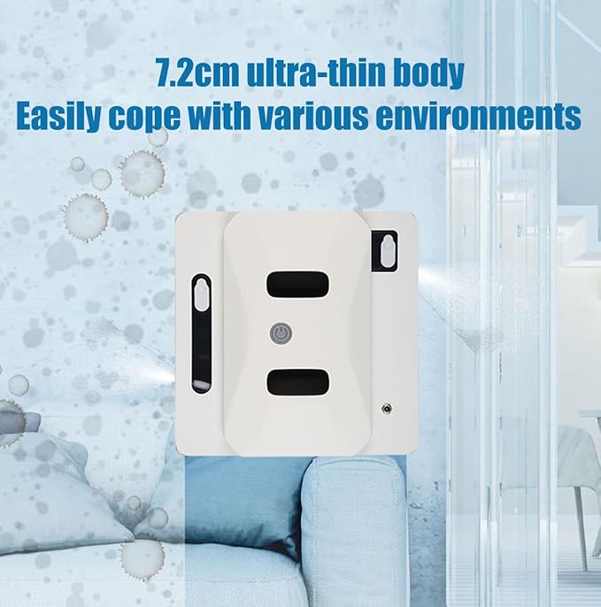 GERRIT Intelligent Fully Automatic Two-Way Water Spray Window Cleaning Robot, 2800Pa Strong Suction Window Cleaning Robot, Edge Detection Technology, Anti-Fall Protection, Ultra-Thin Body