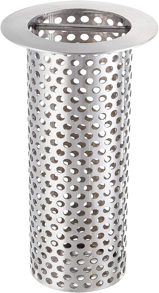 3" Commercial Floor Drain Strainer, 6'' High, Thick Perforated 316 Stainless Steel and Finely Polished Drain Basket for Restaurant/Factory/Kitchen