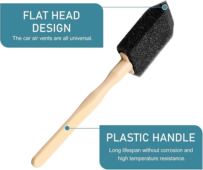 10 PCS Car A/C Vent Cleaning Brushes, 5.51" x 0.98" Sponge Duster with Handle, Scratch-Resistant Car Cleaning Brush, Universal Exterior and Interior Detail Cleaning Tool for Cars (Black)