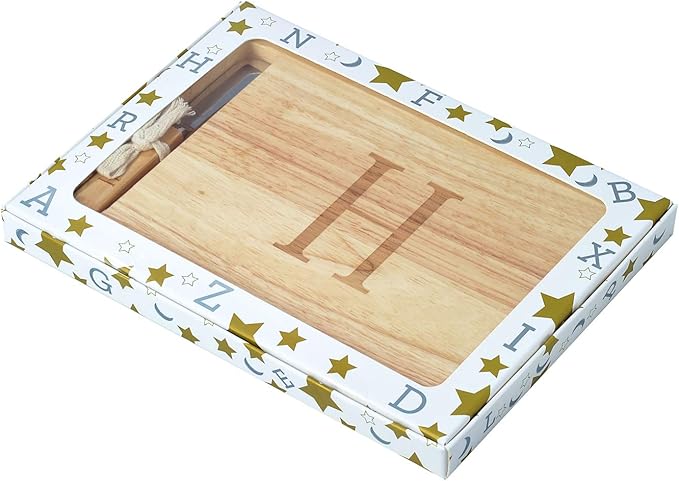 Miicol Wood Charcuterie Board, Monogram Cheese Board 10 Inch, Personalized Initial Cutting Board with Spreader, Unique Housewarming Gift, Ideal for Kitchen, Home, Letter H