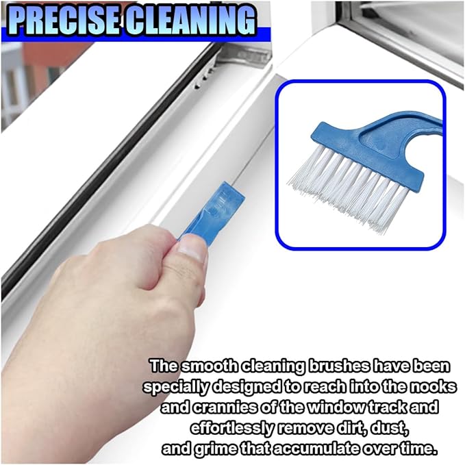 2PCS Car Crevice Cleaning Brush, Window Cleaner Tool, Plastic Detailing Brush with Ergonomic Handle, Hard Bristle Window Track Cleaner, Car Cleaning Tools for Home, Bathroom (Blue)