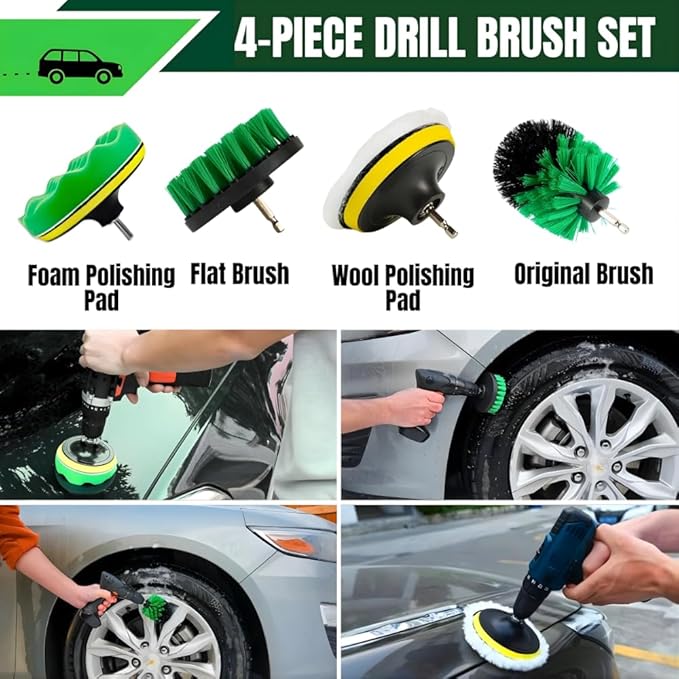 26 Pcs Car Detailing Kit – Complete Interior & Exterior Car Cleaning Kit with Drill Brush Attachments, Detailing Brushes, Wheel & Tire Brush, Microfiber Towels, Wash Mitt, Pet Hair Remover
