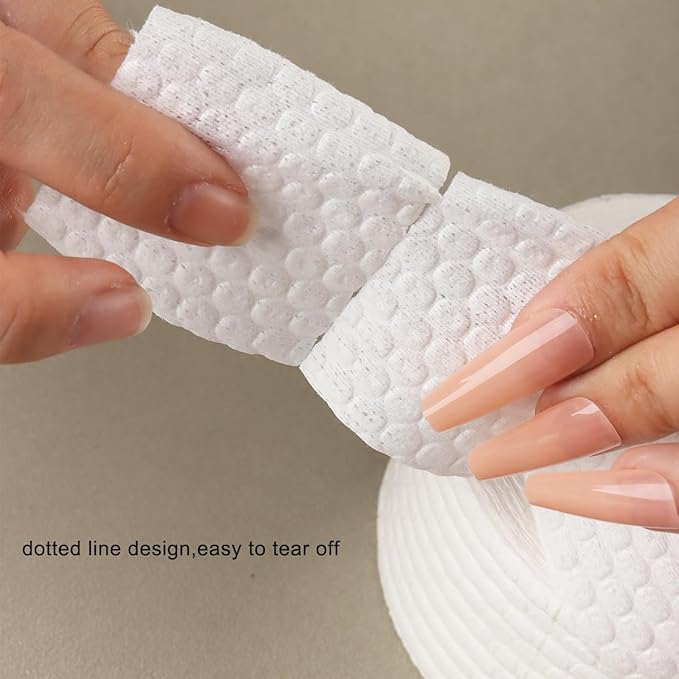1000Pcs/1 Roll Lint Free Nail Wipes, Nail Polish Remover Pads, White Cotton Pads Wipes for Gel Nails, Dust Cleaning Degreasing Nail Napkins Cotton Swabs, Manicure Salon Supplies