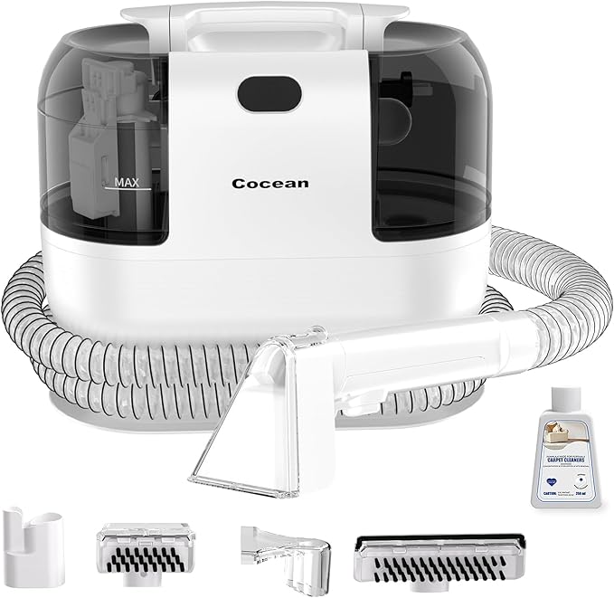 COCEAN Carpet Cleaner Machine With Carpet Shampooer, Upholstery cleaner, Carpet Shampooer Machine, 250ML Rug Shampooer, Spot Cleaner Machine, Couch, Pets, Furniture,Car detailing With 4 Cleaning Tools