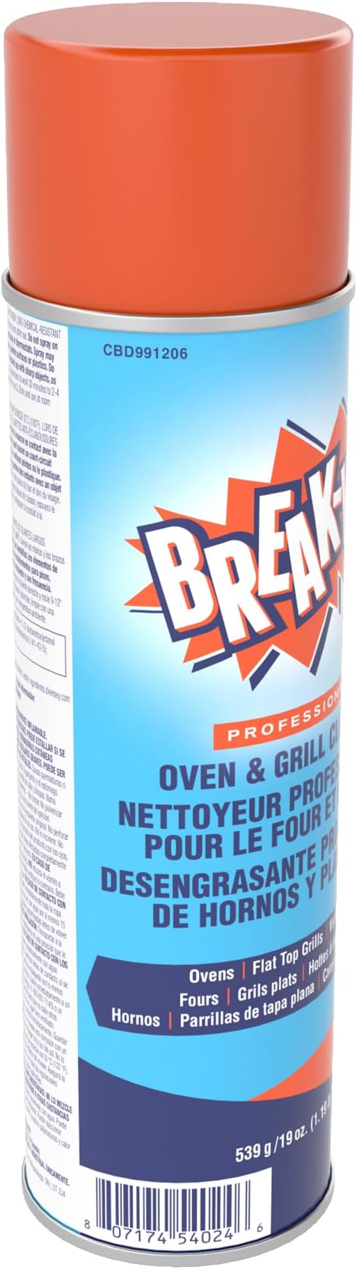 Diversey CBD991206 Break Up Professional Oven & Grill Cleaner, Heavy Duty Spray Removes Baked on Grease, Aerosol, 19-Ounce