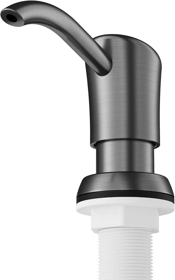 Karran SD45 Kitchen Soap Dispenser, Built-in Countertop Soap/Lotion Pump with 47" Extension Tube for Large Bottles, Dual Refill System, Commercial-Grade Durability Spot Free Gunmetal Grey