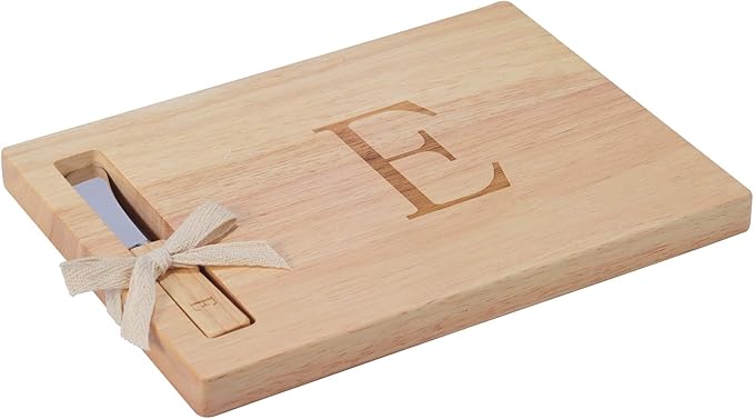 Miicol Wood Charcuterie Board, Monogram Cheese Board 10 Inch, Personalized Initial Cutting Board with Spreader, Unique Housewarming Gift, Ideal for Kitchen, Home, Letter E