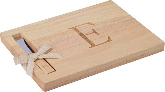 Miicol Wood Charcuterie Board, Monogram Cheese Board 10 Inch, Personalized Initial Cutting Board with Spreader, Unique Housewarming Gift, Ideal for Kitchen, Home, Letter E