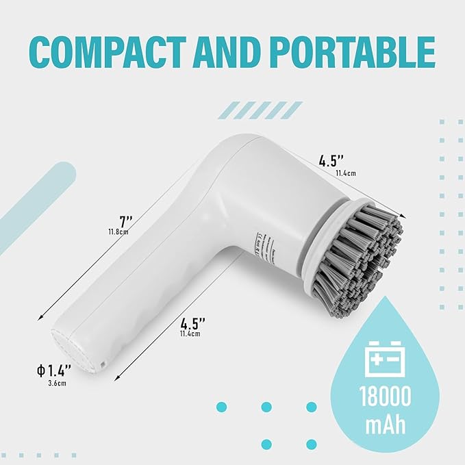 Electric Spin Scrubber,Cordless Cleaning Brush for Home, IPX7 Waterproof with 5 Replaceable Brush Heads