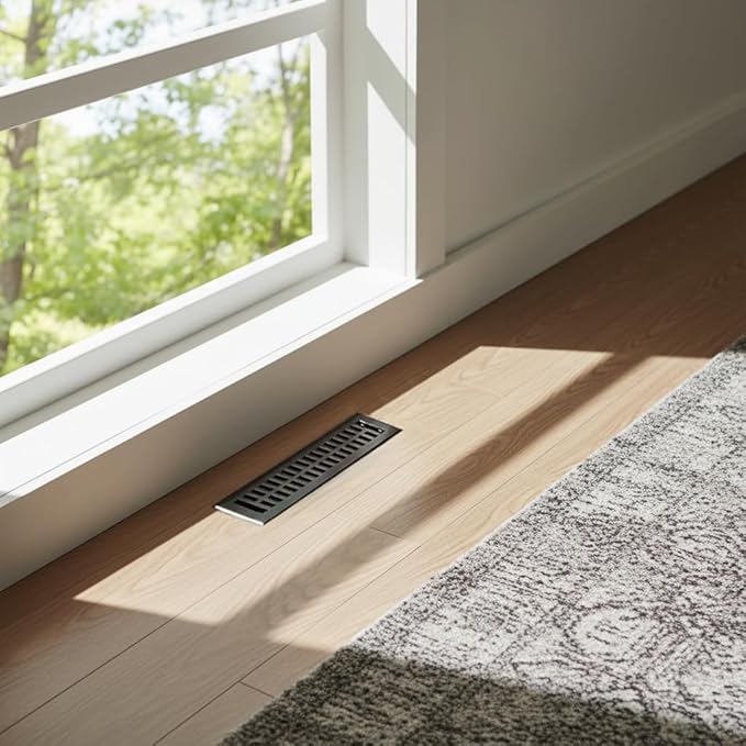 Empire Register Co, Decorative Air Vent Covers - 2x10 inch, Modern Contemporary Design, Oil Rubbed Bronze Finish, Heavy Duty Walkable Floor Register, Metal Damper Attached