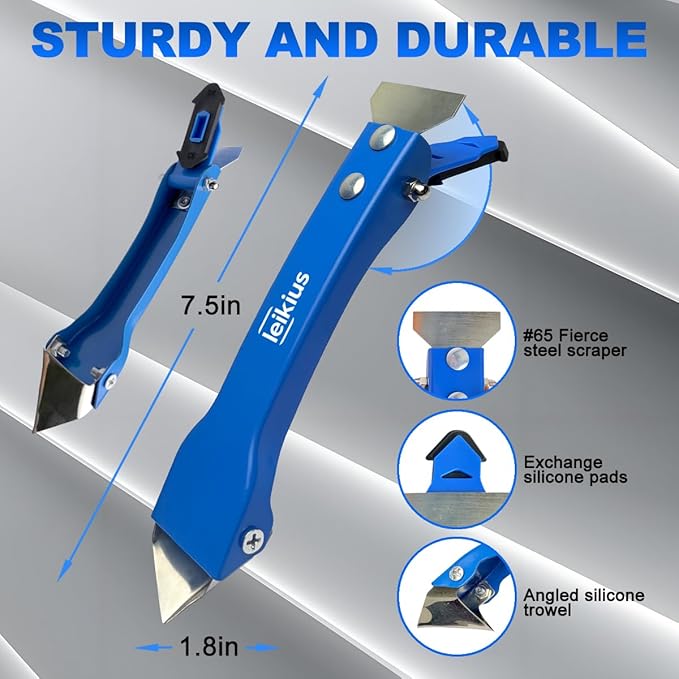 3 in 1 Caulking Tools Sets, Steel Sealant Finishing Tool for Bathroom Kitchen Tile Window Sink Joints, Caulk Remover & Grout Scraper,Wide Application for Smooth Caulking Come with a Knife