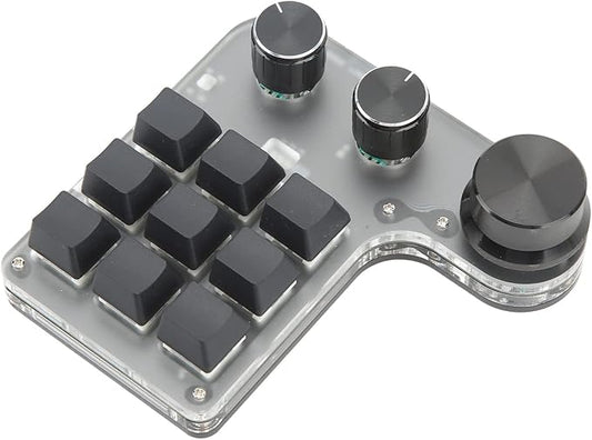 VBESTLIFE 9-Keys USB Mini Keypad, 9 Keys 3 Knob Programming Macro Pad DIY Shortcut Mechanical Gaming Keyboard with RGB Backlit, for Gaming Working