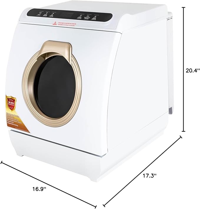 Dishwasher, 900W Portable Countertop Dishwasher 8 Sets Tableware Upper & Lower Double Spraying 360° Deep Cleaning Air-Dry Function For Small Homes, Apartments, Boats, Campers, Rvs (White)