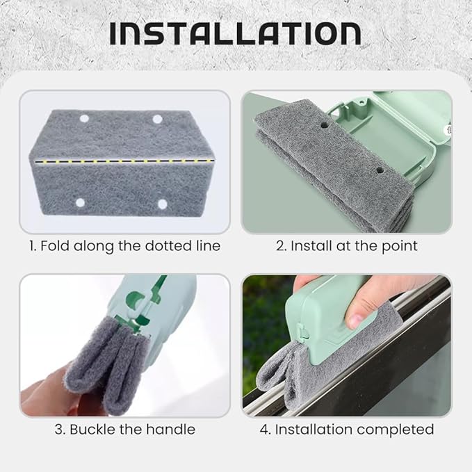 Magic Window Track Cleaner, 2025 Upgraded Handheld Cleaning Brush Set, for Window Slides Grooves, Tile Grout Lines, Shutter Slats, Car AC Vents & Narrow Gaps (Grey 3PCS)