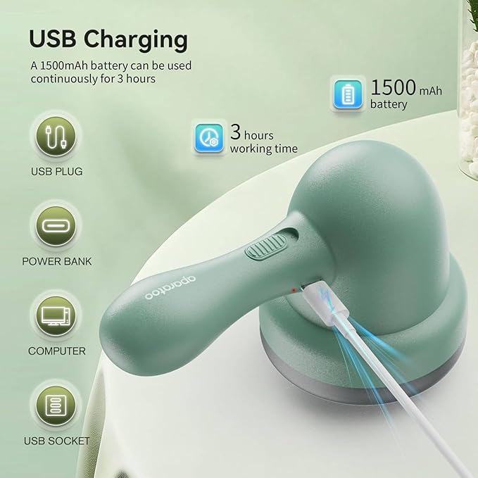 Fabric Shaver, Lint Remover for Clothes, Electric Lint Remover with 3 Replaceable Blades, Removes Fabric Pills, Rechargeable Sweater Defuzzer Pill Remover, Depiller Effectively Remove Pills