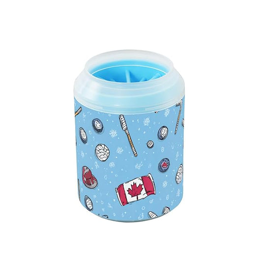 Dog Paw Cleaner Cups for Dogs Pet Foot Washer Paw Scrubber for Small Medium Large Dogs Cats Cleaning Cup Blue Canada Flags Hockey