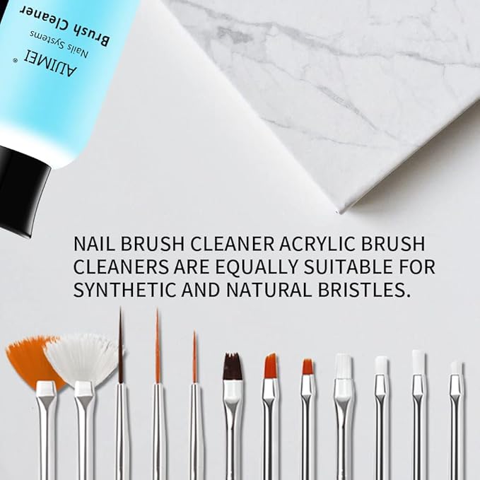 Aijimei Acrylic Nail Brush Cleaner - Liquid Paint Brush Cleaner for Nails Artists (250ml/8.5 FL.OZ)