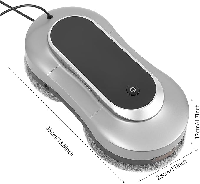 Window Cleaning Robot with Dual Water Spray, 3200Pa Sunction Power Automatic Windows Cleaner, Window Washer Glass Cleaning Robot with Double-Side Water Spray 70ml Waters Tank (Silver Gray)