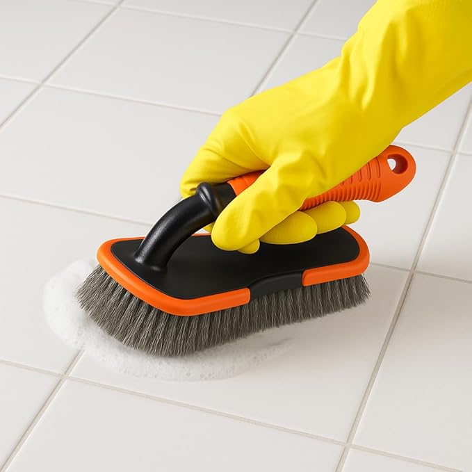 DecorRack 2 Pack Cleaning Brush, Heavy-Duty Scrub Brush with Ergonomic Handle for Floors, Tiles, Bathtubs, Grout, Decks, and Outdoor Surfaces (Assorted, 2 Pack)