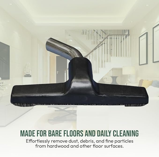 Hardwood Eureka & Universal Vacuum Cleaner Floor Brush 1 ¼ inch (1.25'') (32mm) Inner Diameter with Horse Hair Soft Bristles 10” Wide (Black - Metal)