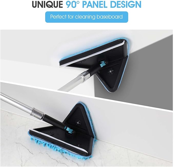 20 Foot High Ceilings Baseboard Wall Cleaner Mop with 12 Ft Extension Pole, Cobweb Duster, Window Cleaning Squeegee Kit (12ft)