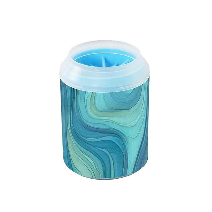 Dog Paw Cleaner Cups for Dogs Pets Foot Washer Paw Scrubber for Medium Small Dogs Cats Cleaning Cup Liquid Seal Pattern Blue
