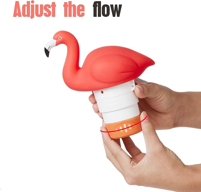 XY-WQ Flamingo Chlorine Floater for 1" Tab ONLY, Mini Floating Pool Chlorine Dispenser