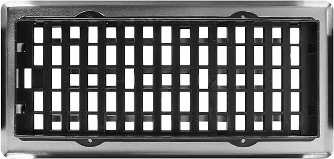 Decor Grates (4-Pack) AJH410-NKL Oriental Floor Register, 4x10 Inches, Brushed Nickel Finish