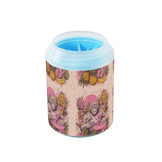 Dog Paw Cleaner Cups for Dogs Pets Foot Washer Paw Scrubber for Medium Small Cats Dogs Cleaning Cup Tropical Pineapple Animal Flamingo Floral Banana Pink