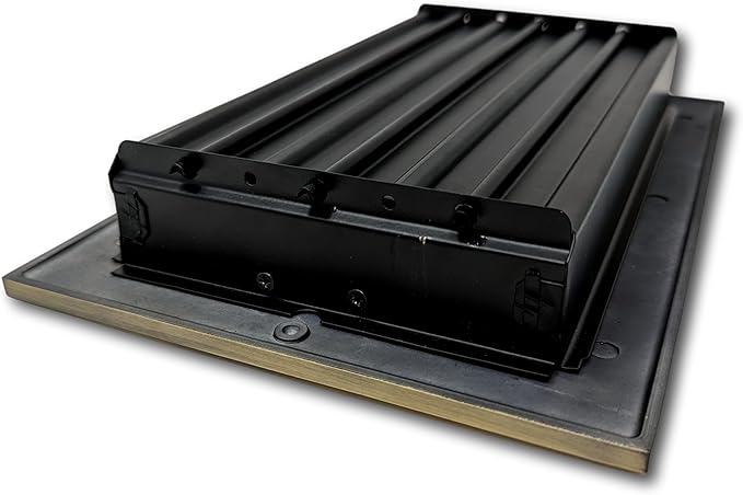 Madelyn Carter 6 x 10 Cast Aluminum Linear Vent Cover with Damper - Antique Brass (Overall: 7.25 x 11.5) | Floor Register - Wall Register