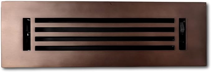 Madelyn Carter 2 x 10 Cast Aluminum Linear Vent Cover with Damper - Oil Rubbed Bronze (Overall: 3.75 x 11.75) | Floor Register - Wall Register