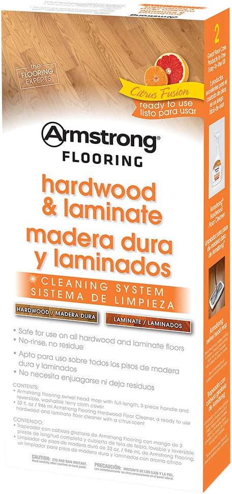 Armstrong Hardwood and Laminate Cleaning System With Spray Cleaner, Mop and Cloth Mop Cover Kit