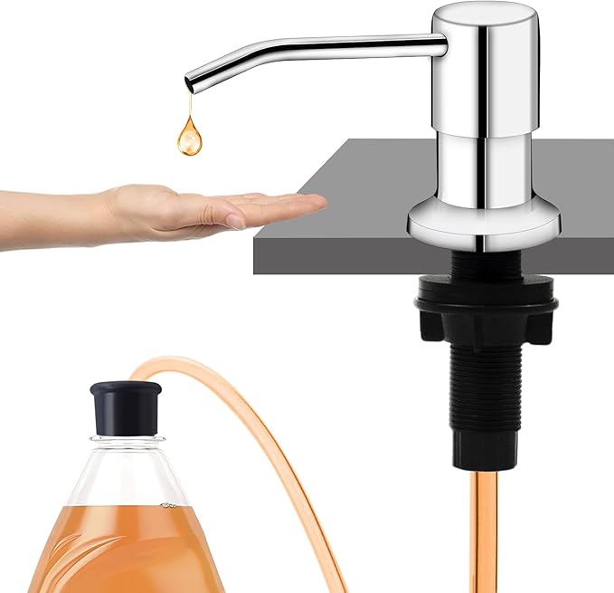 Sink Soap Dispenser, Kichen Sink Soap Dispenser, 47" Extension Tube kit, Under Sink Soap Dispenser Pump, No Need More Refills （Chrome）