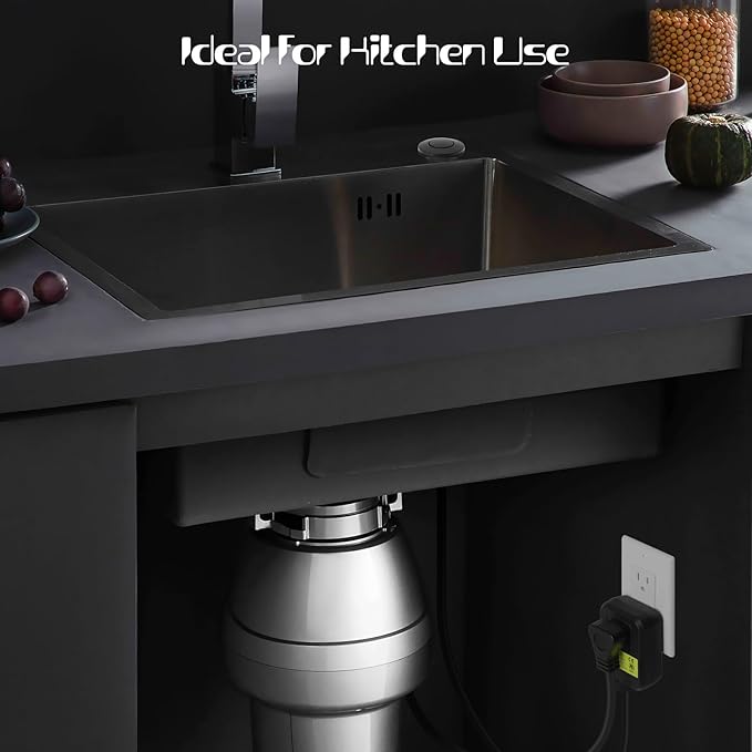 Garbage Disposal Air Switch Kit Sink Top Waste Disposal Stainless Steel Black On/Off Air Button Food and Waste Disposals Part by Etoolcity, UL Listed