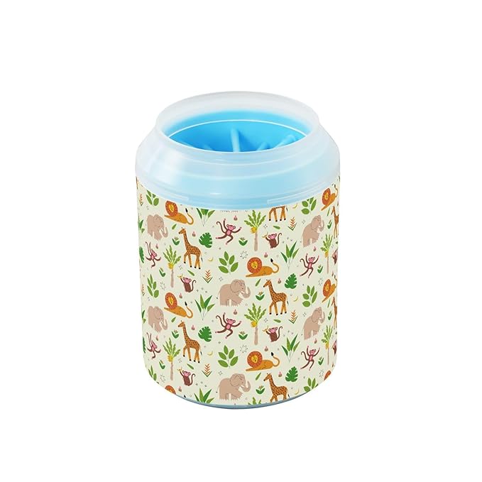 Dog Paw Cleaner Cups for Dogs Pets Foot Washer Paw Scrubber for Medium Small Cats Dogs Cleaning Cup Jungle Animal