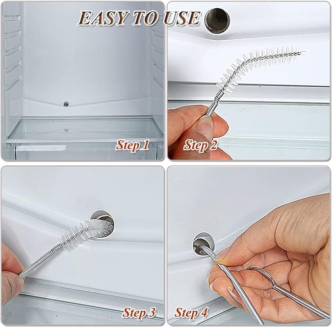 57 Inches Long Drain Brush, Flexible Pipe Cleaning Brush, Fridge Cleaning Tool for Cleaning Feeding Tube, Siphon Hose, Sunroof Drain, Refrigerator Drain, Filters and 2 PCS Tube Brushes (White)