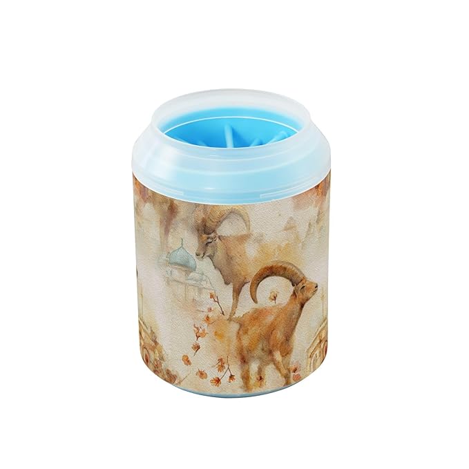 Dog Paw Cleaner Cups for Dogs Pet Foot Washer Paw Scrubber for Medium Small Large Dogs Cats Cleaning Cup Brown Goats Islamic Autumn Leaves