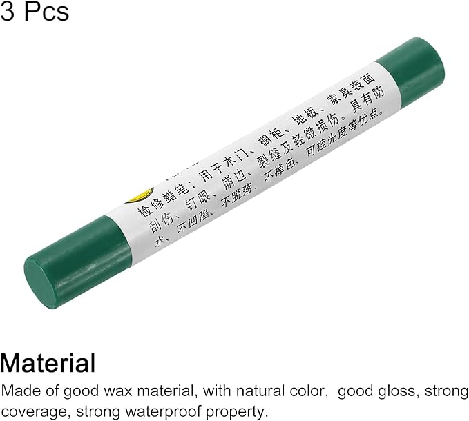 uxcell Furniture Repair Crayons, 3Pcs - Wood Wax Filler Stick, Furniture Markers Touch Up - for Scratches Holes Tables Desks Wooden Floors Cover Ups, Grass Green