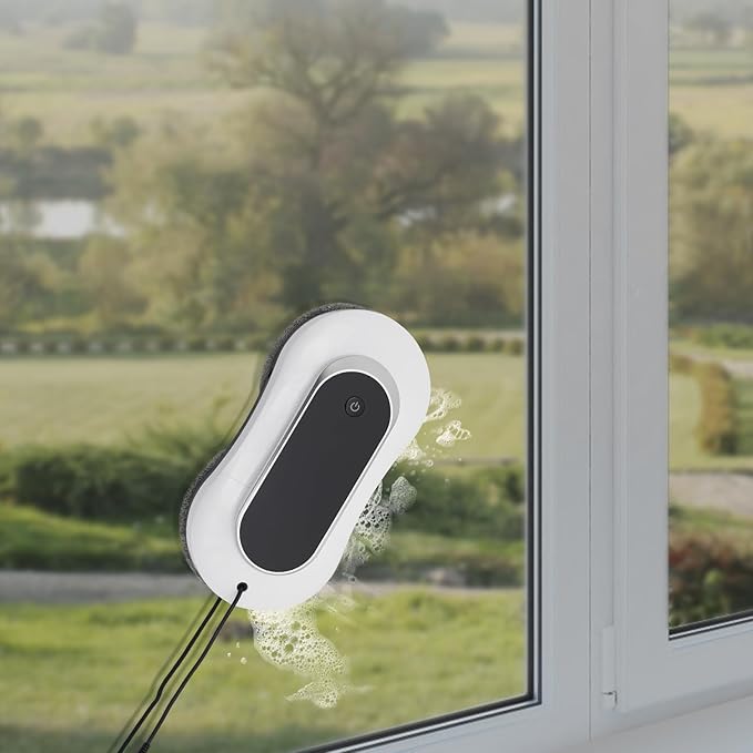 Window Cleaner Robot W/Remote Control, Dual Direction Auto-Spray Smart Window Cleaner, White Smart Glass Cleaning Robot, Window Washer Robot, Automatic Smart Robot Cleaner for Windows, Mirrors, Tiles